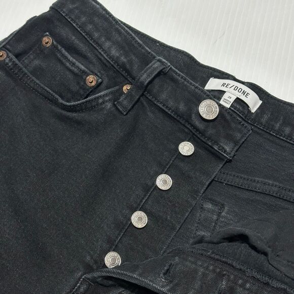 Re/Done Ankle Jeans Women 29 Black Denim Cotton Stretch Button-Fly 5-Pockets - Picture 7 of 13